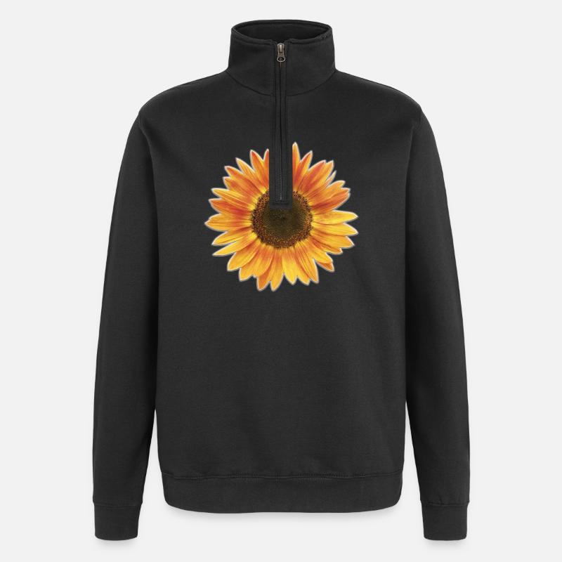 Sonnenblume - Quarter-Zip-Sweatshirt - Schwarz