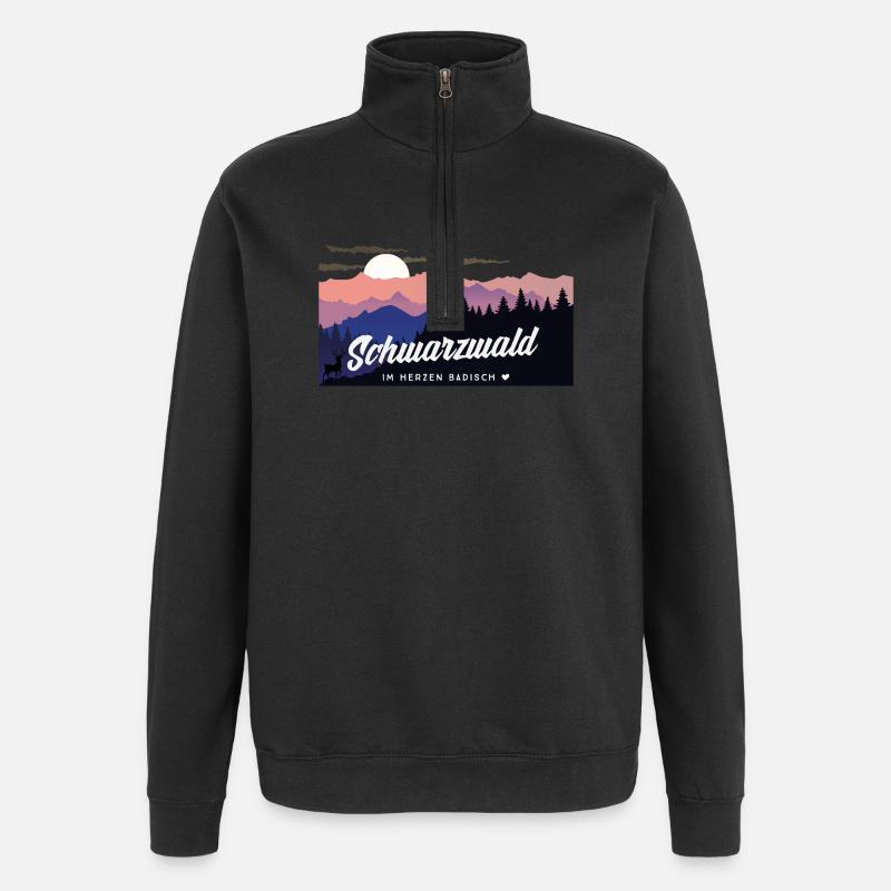 Schwarzwald - im Herzen Badisch - Quarter-Zip-Sweatshirt - Schwarz