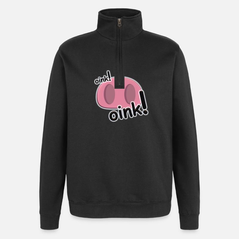 Oink Pink Schweine-Nasendesign - Quarter-Zip-Sweatshirt - Schwarz