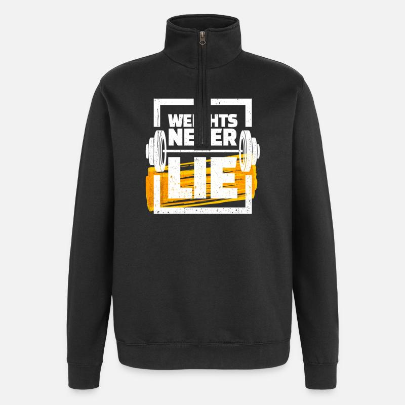 Weights dumbbell training gym bodybuilding - Quarter-Zip Sweatshirt - black