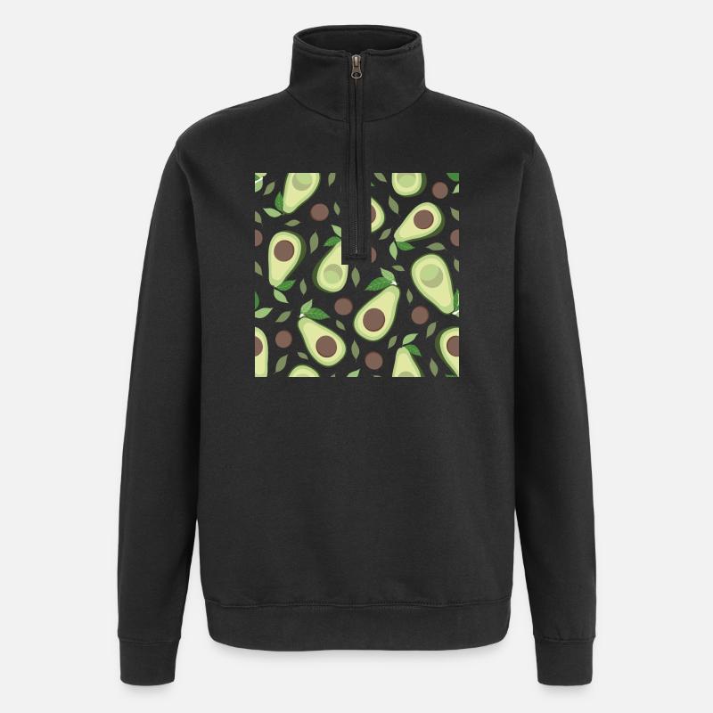 Eggplant and avocado pattern - Quarter-Zip Sweatshirt - black