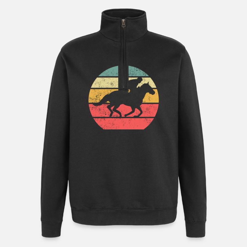 Courses de chevaux - Sweat à zip 1/4 - noir