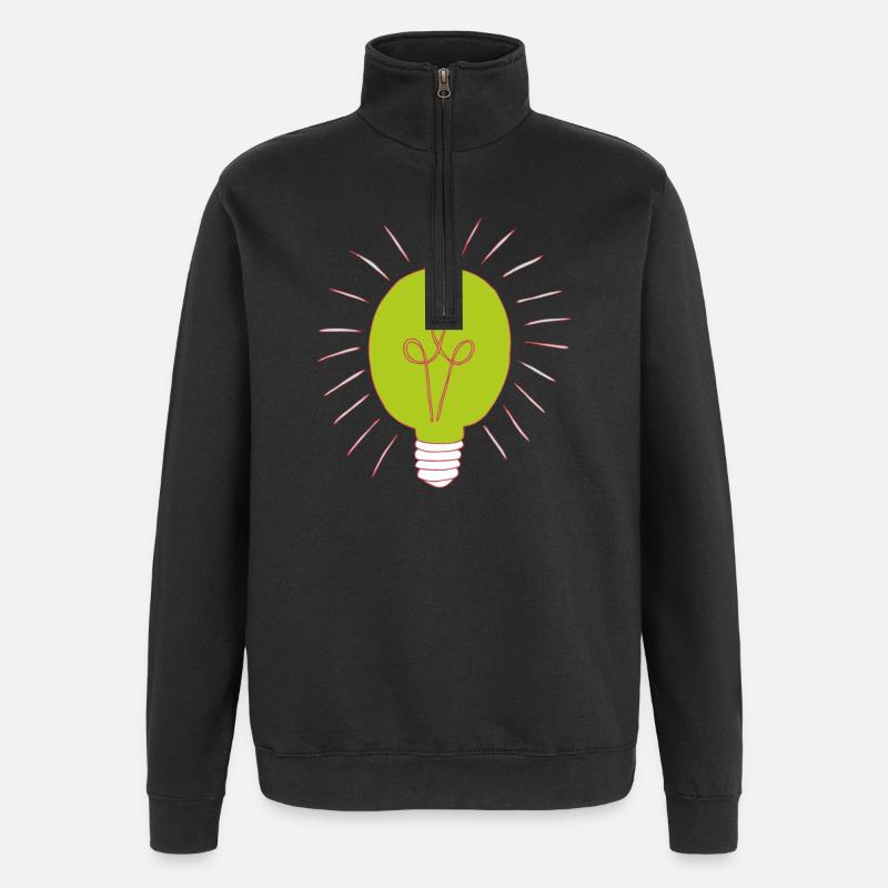 Neon green light bulb - Quarter-Zip Sweatshirt - black