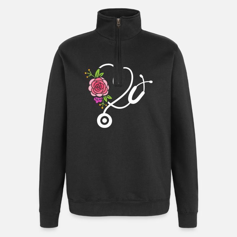 Stethoscope Doctor Nurse - Quarter-Zip Sweatshirt - black