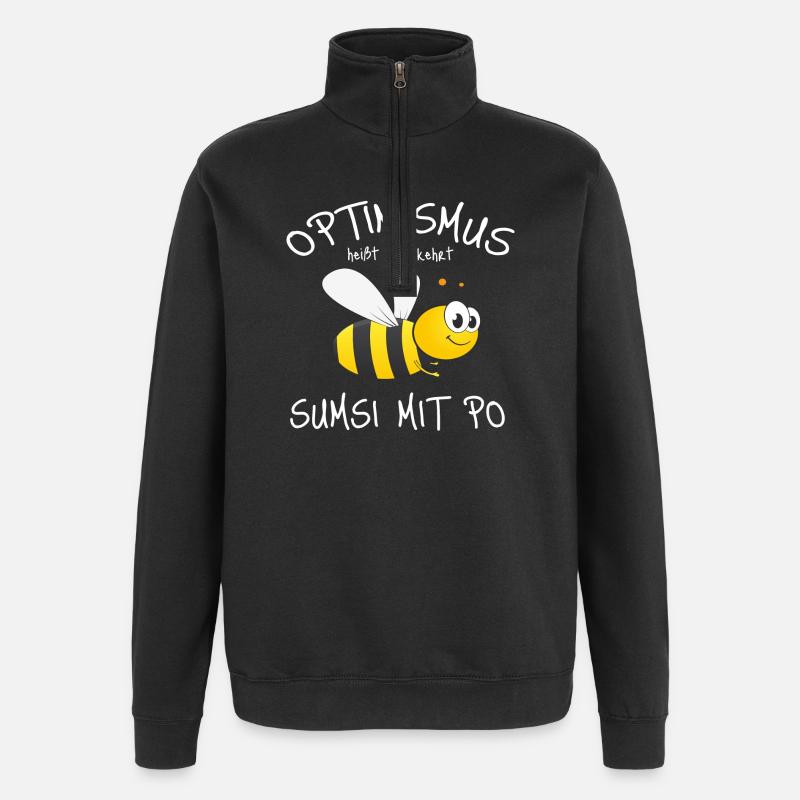Optimistischer Bienen-Charme - Quarter-Zip-Sweatshirt - Schwarz