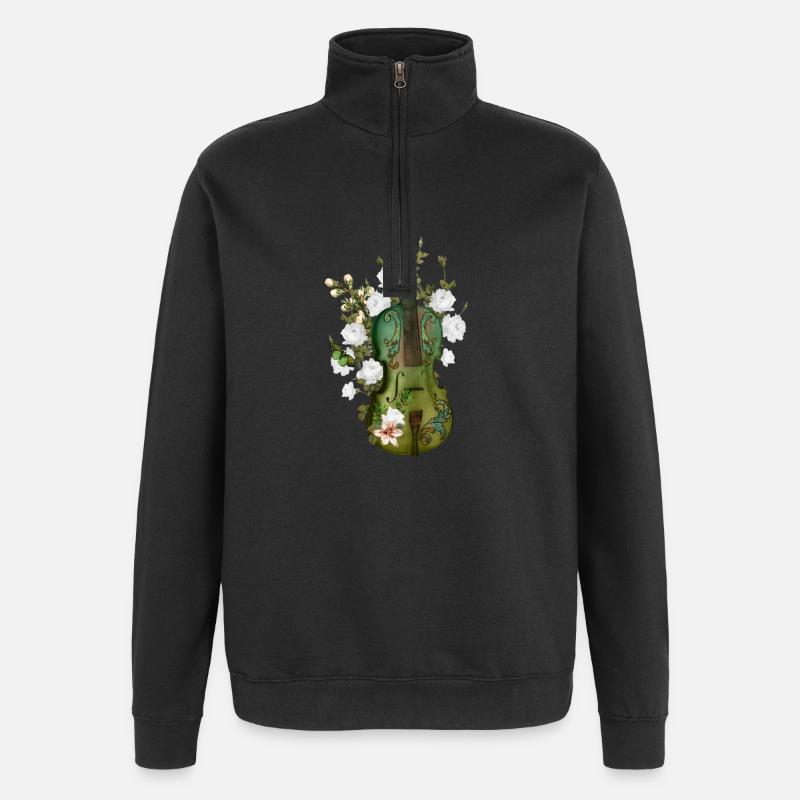 Wunderbare Geige - Quarter-Zip-Sweatshirt - Schwarz