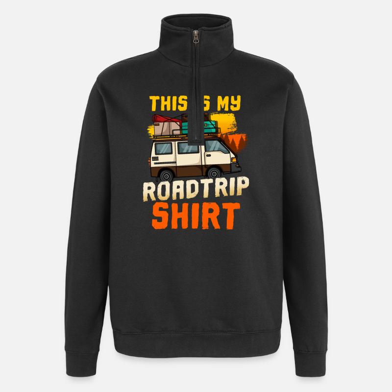Wohnmobil Camping Retro - Quarter-Zip-Sweatshirt - Schwarz
