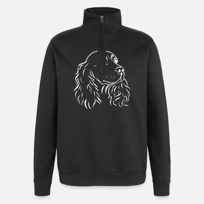 Portrait d'épagneul - Sweat à zip 1/4 - noir