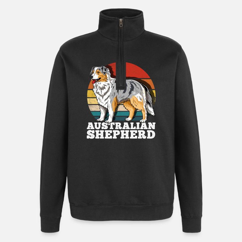 Australian Shepherd Aussie Retro - Quarter-Zip Sweatshirt - black