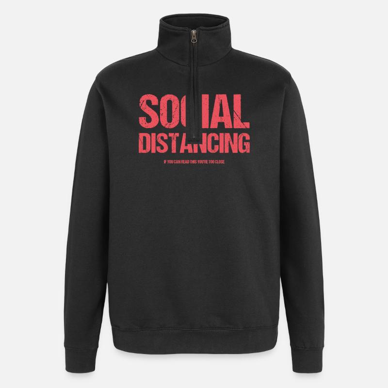 Distanciation sociale - Sweat à zip 1/4 - noir