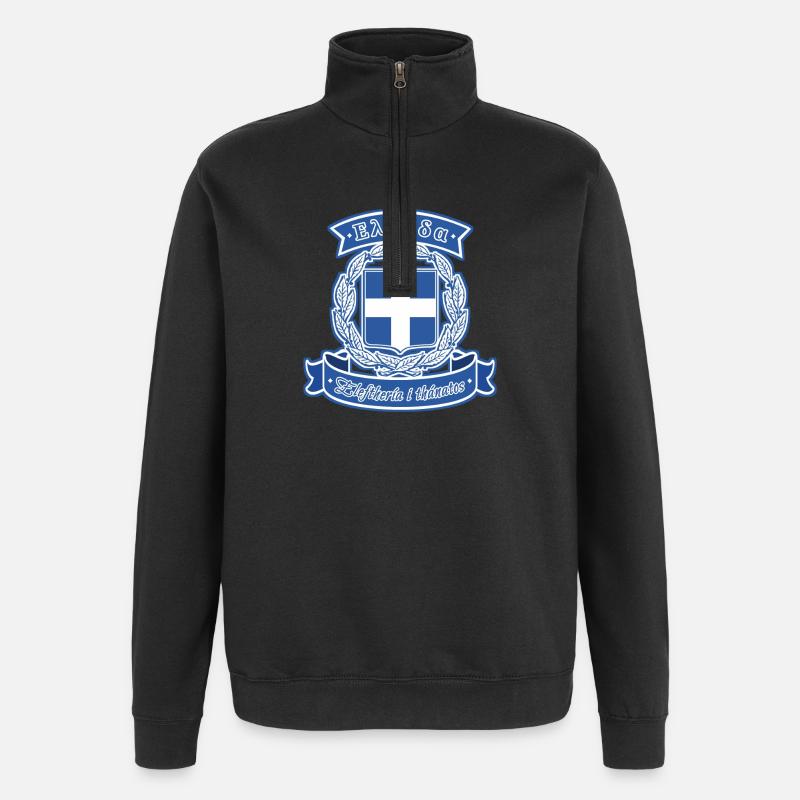 Greece Blue Symbol - Quarter-Zip-Sweatshirt - Schwarz