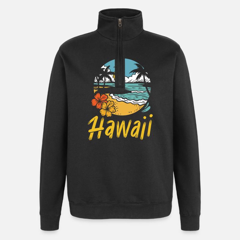 Été de surf à Hawaï - Sweat à zip 1/4 - noir