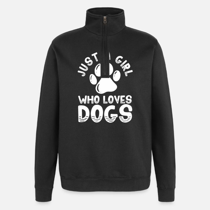 Chiens Amoureux des chiens - Sweat à zip 1/4 - noir