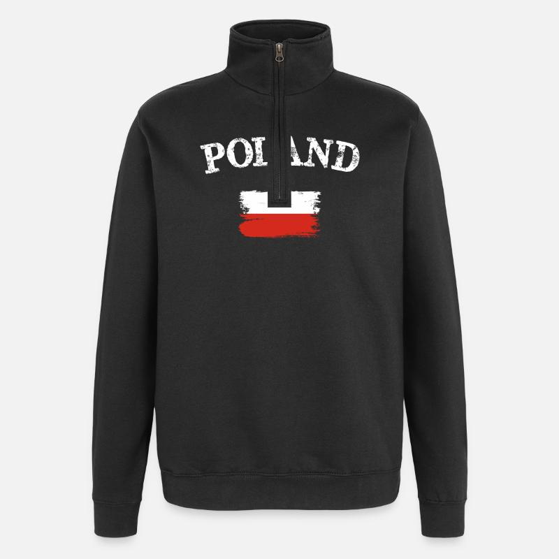 Pologne Drapeau Pinceau Art - Sweat à zip 1/4 - noir