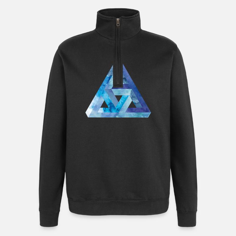 Triangle d'illusion d'optique Escher - Sweat à zip 1/4 - noir