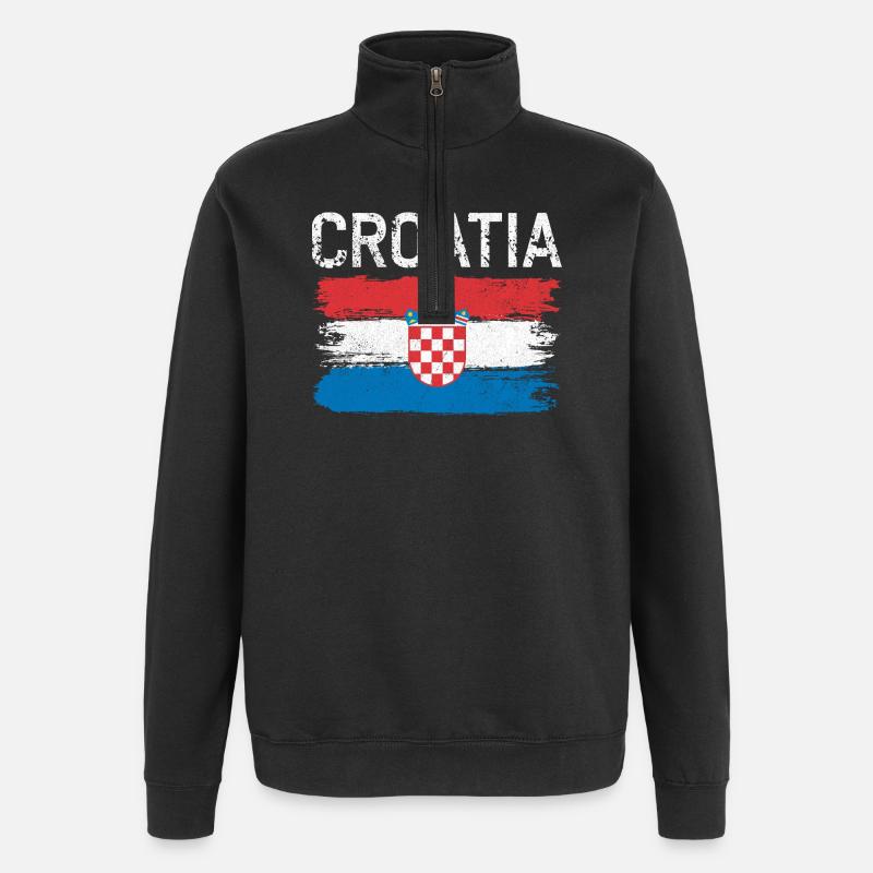 Blason du drapeau Croatie - Sweat à zip 1/4 - noir