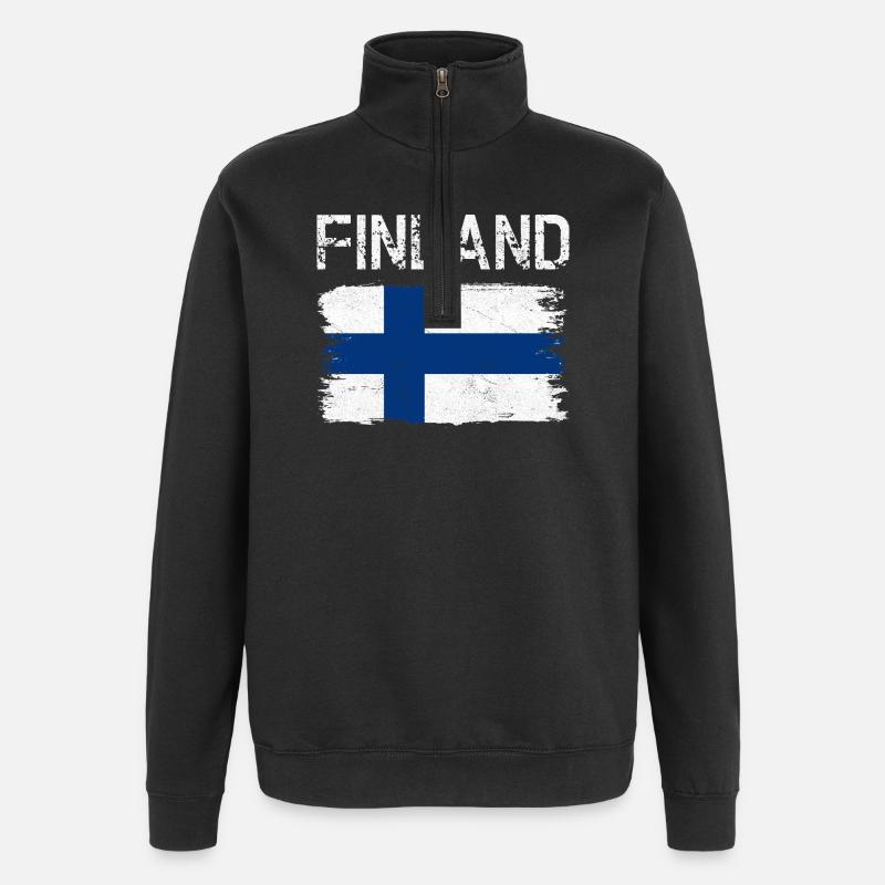 Broussailles vieillies du drapeau finlandais - Sweat à zip 1/4 - noir