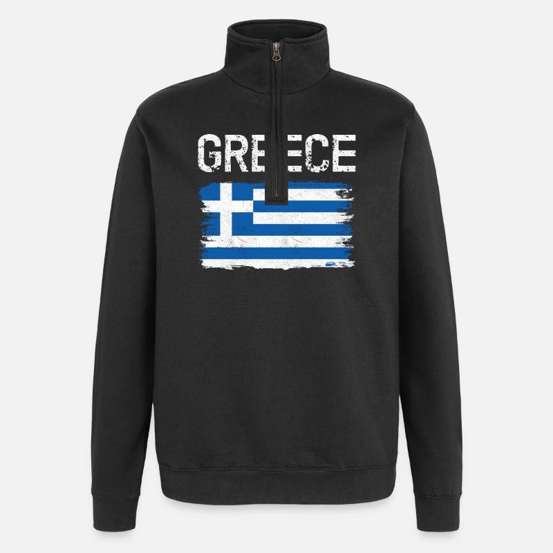 Graphique du drapeau grec vieilli - Sweat à zip 1/4 - noir