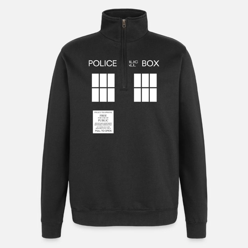 Police box - Quarter-Zip-Sweatshirt - Schwarz