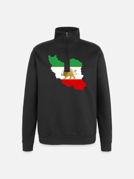 Drapeau iran Lion et Soleil - شیر خورشید پرچم - Sweat à zip 1/4 - noir