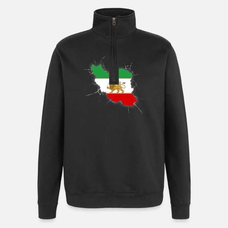 Drapeau Iran Lion et Soleil - شیر خورشید - Sweat à zip 1/4 - noir