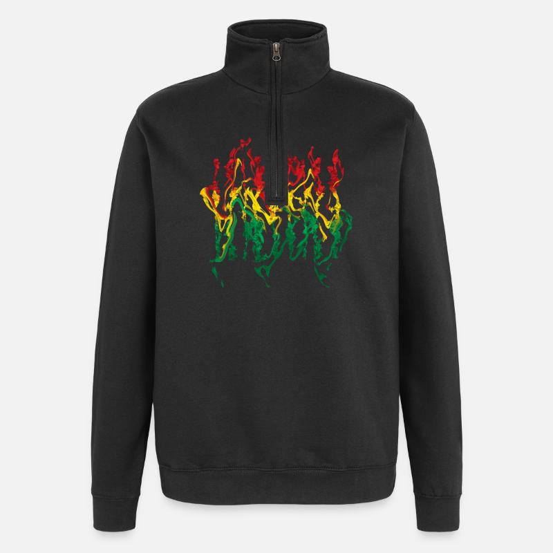Vivid Reggae Flame Illustration Reggae - Sweat à zip 1/4 - noir