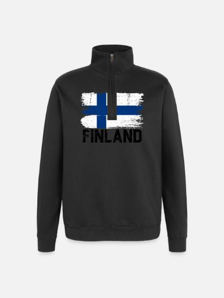 Nordic Flag Brushstroke - Quarter-Zip Sweatshirt - black