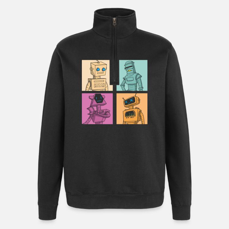 Roboter Robot - Quarter-Zip-Sweatshirt - Schwarz
