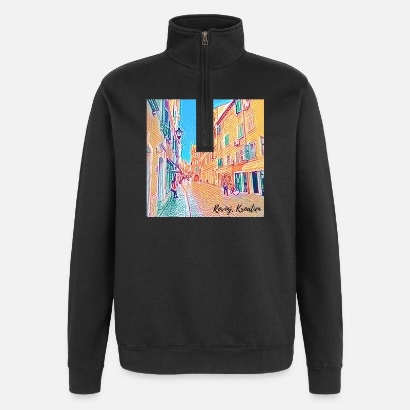 Urlaubsfieber - Kroatien - Quarter-Zip-Sweatshirt - Schwarz