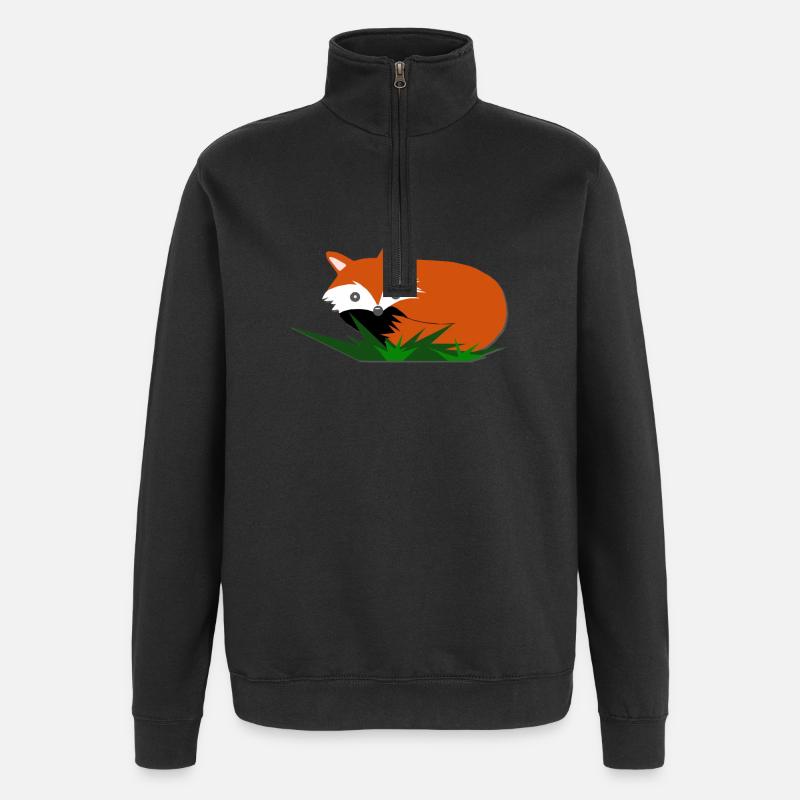 fuchsdesign liegend, Kindershirts - Quarter-Zip-Sweatshirt - Schwarz