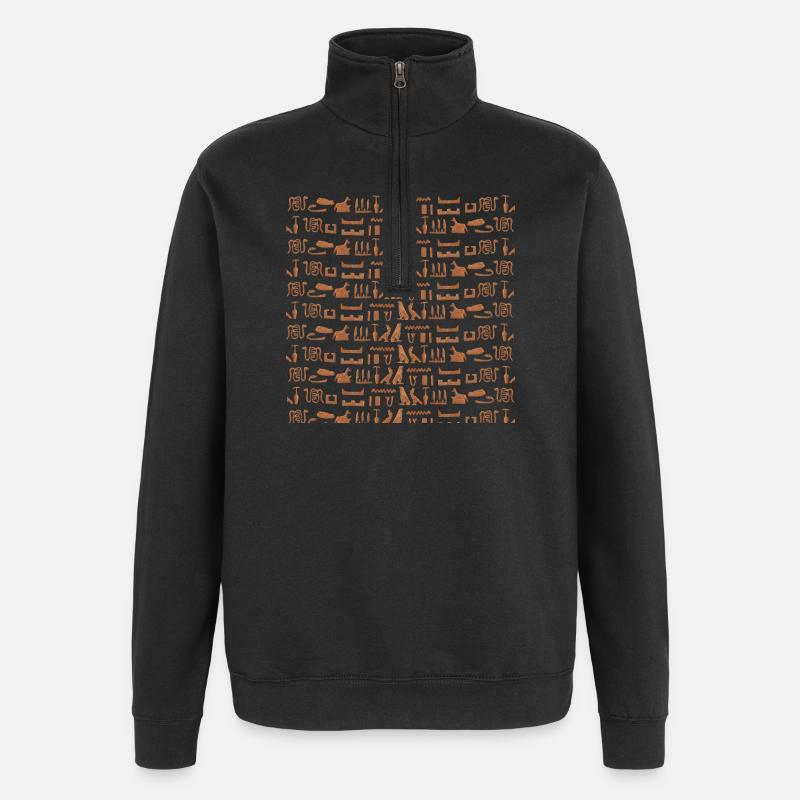 Ancient Egypt, hieroglyphic pattern, gift idea - Quarter-Zip Sweatshirt - black