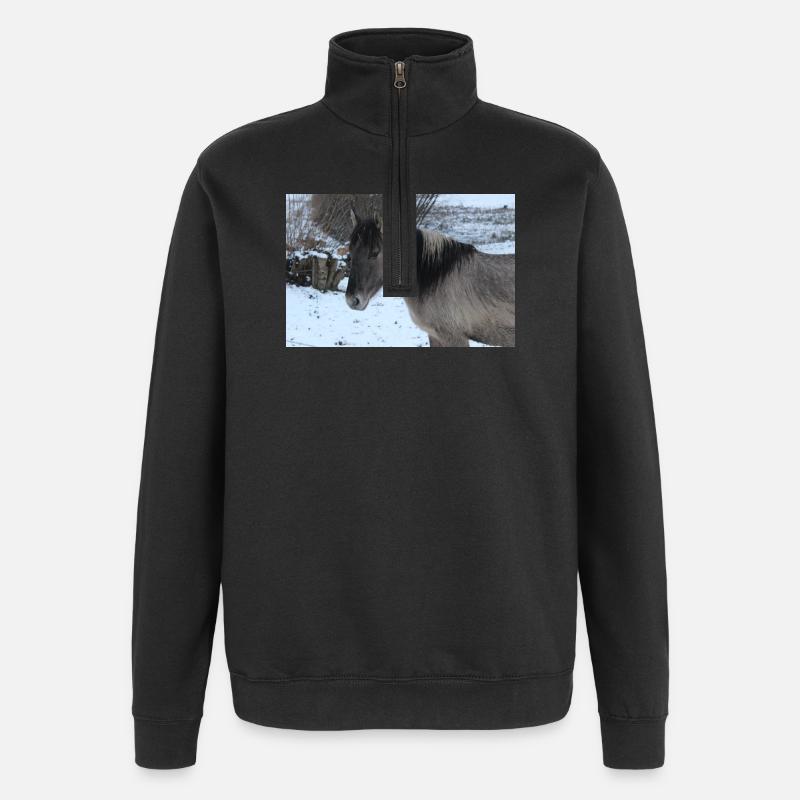 Pferd Pferdeposter - Quarter-Zip-Sweatshirt - Schwarz