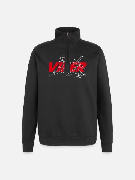 F-16 Viper / Fighting Falcon Düsenjäger / F16 - Quarter-Zip-Sweatshirt - Schwarz