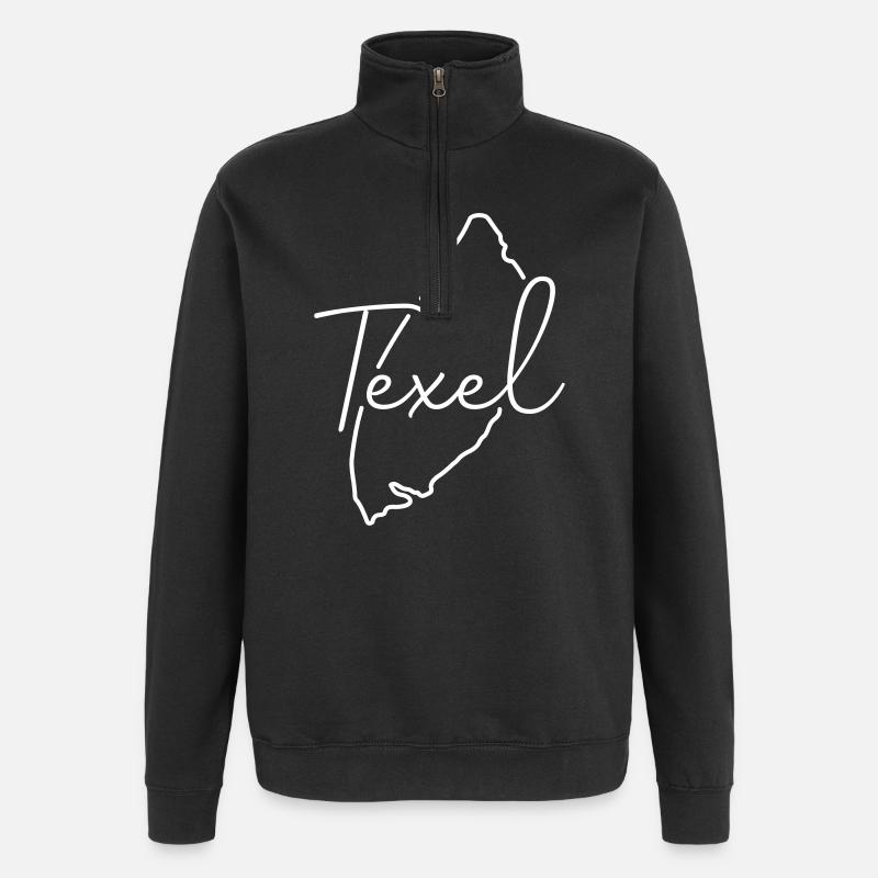 Texel | Map Line-Art Minimalism - Quarter-Zip Sweatshirt - black