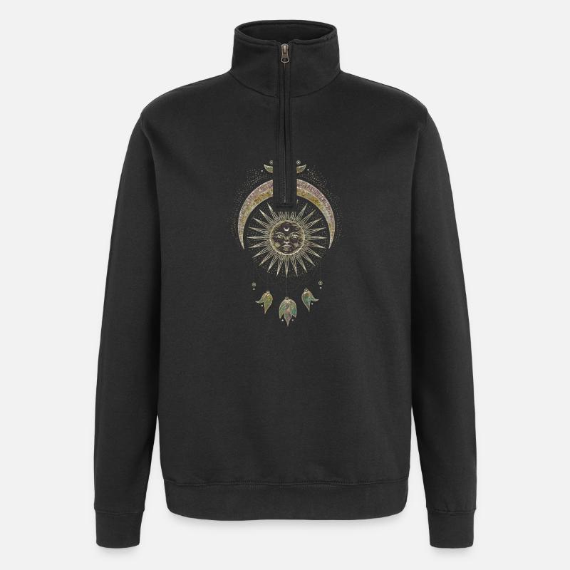 Der Mond und die Sonne - Quarter-Zip-Sweatshirt - Schwarz