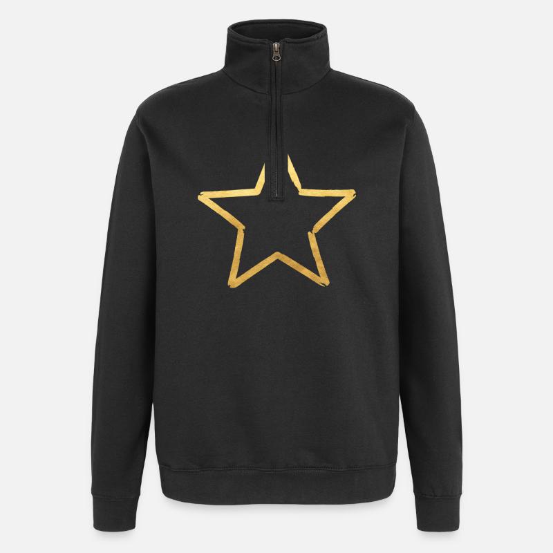 Stern Gold Optik Glück edel Geschenk - Quarter-Zip-Sweatshirt - Schwarz