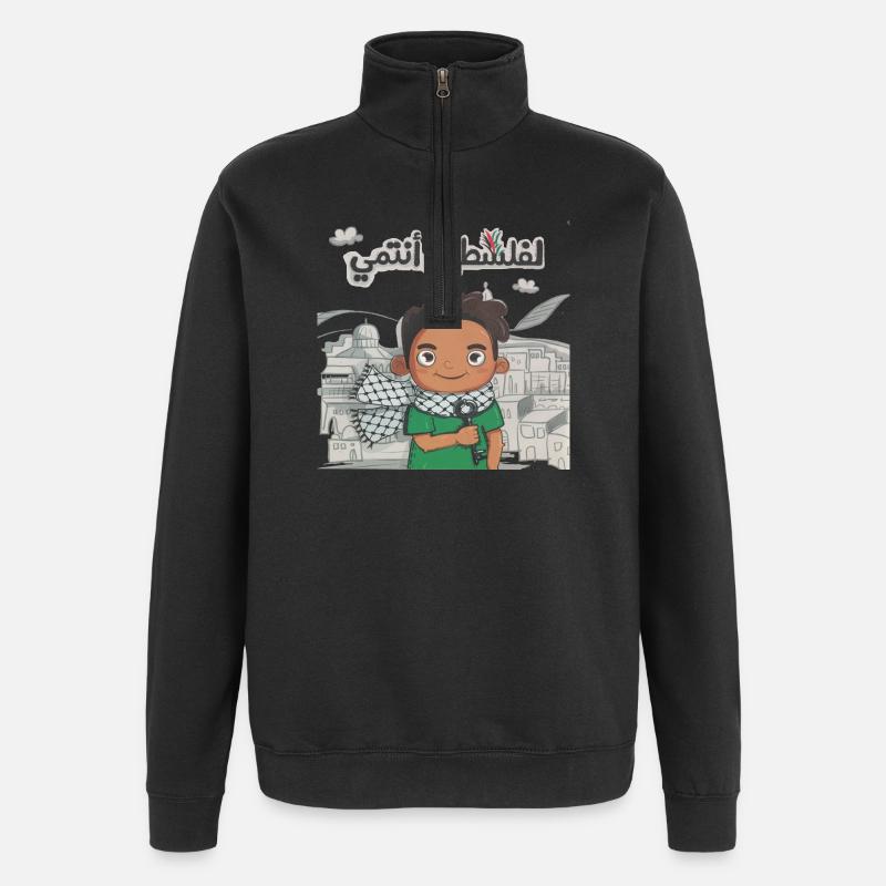 À la Palestine j'appartiens transparent - Sweat à zip 1/4 - noir