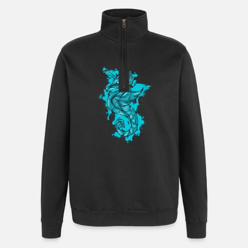 Seepferd - Quarter-Zip-Sweatshirt - Schwarz