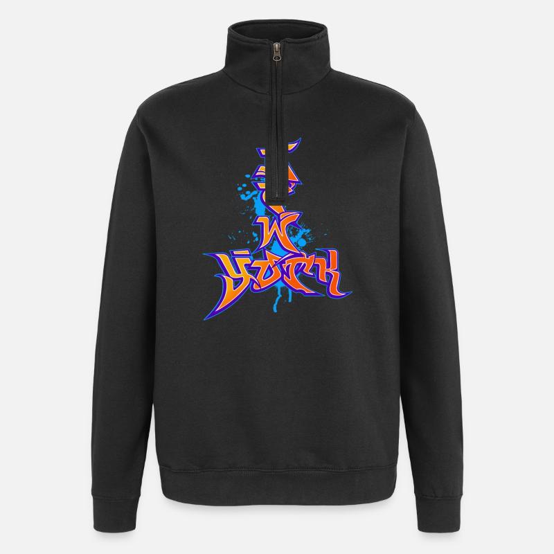 New York graffiti - Quarter-Zip Sweatshirt - black