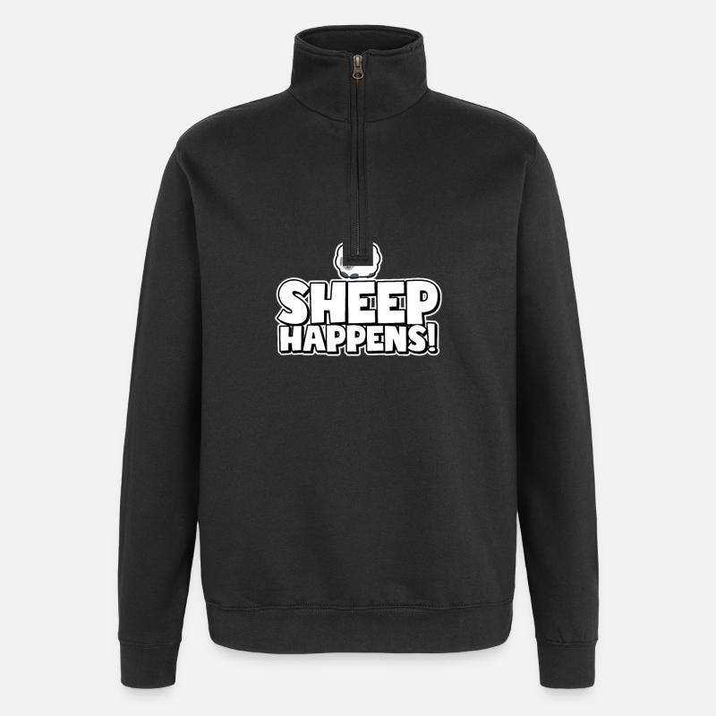 Les moutons arrivent! - Sweat à zip 1/4 - noir