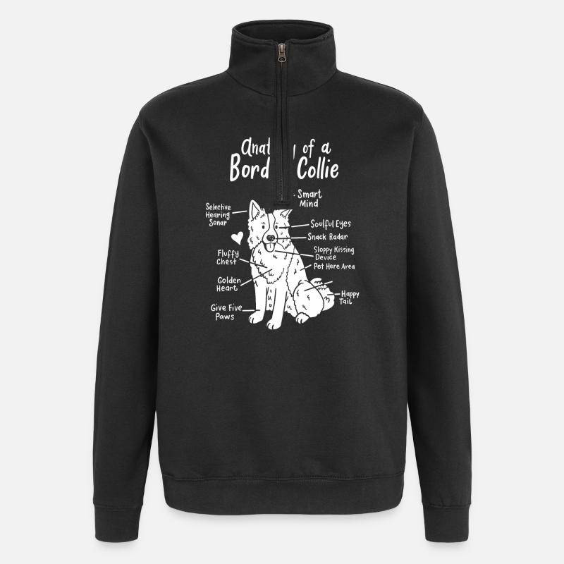 Border Collie - Sweat à zip 1/4 - noir