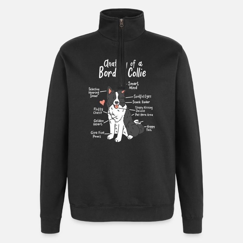 Border Collie - Sweat à zip 1/4 - noir
