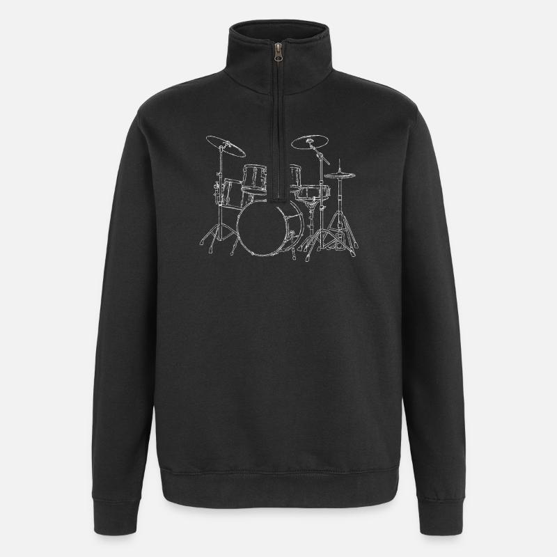 Drumset - Sticks Schlagzeuger Schlagzeug Drummer - Quarter-Zip-Sweatshirt - Schwarz