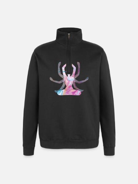 Spirituelles Yoga-Mädchen - Quarter-Zip-Sweatshirt - Schwarz