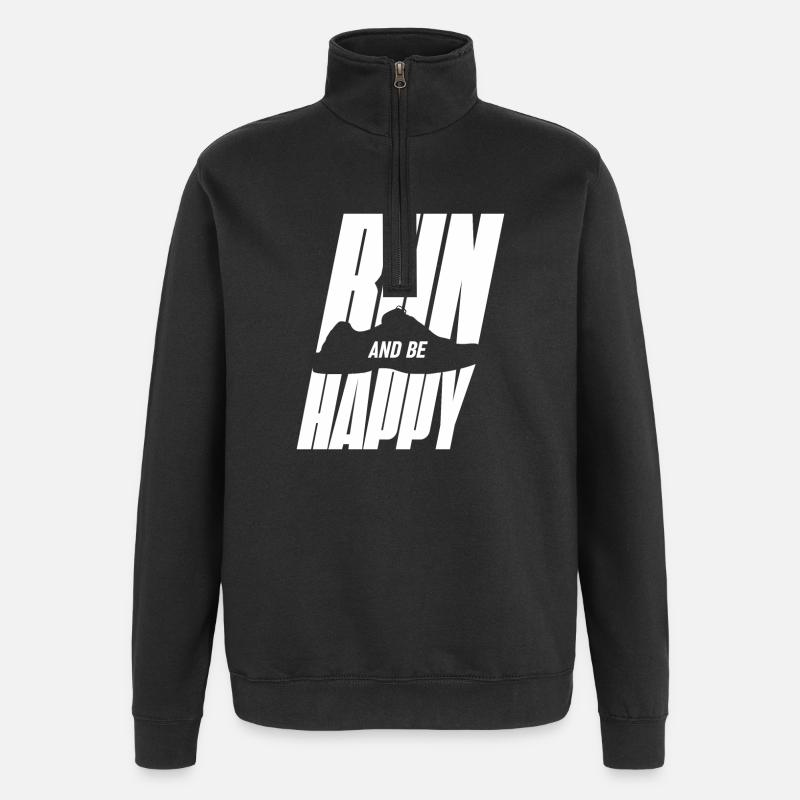 Courir heureux - Sweat à zip 1/4 - noir