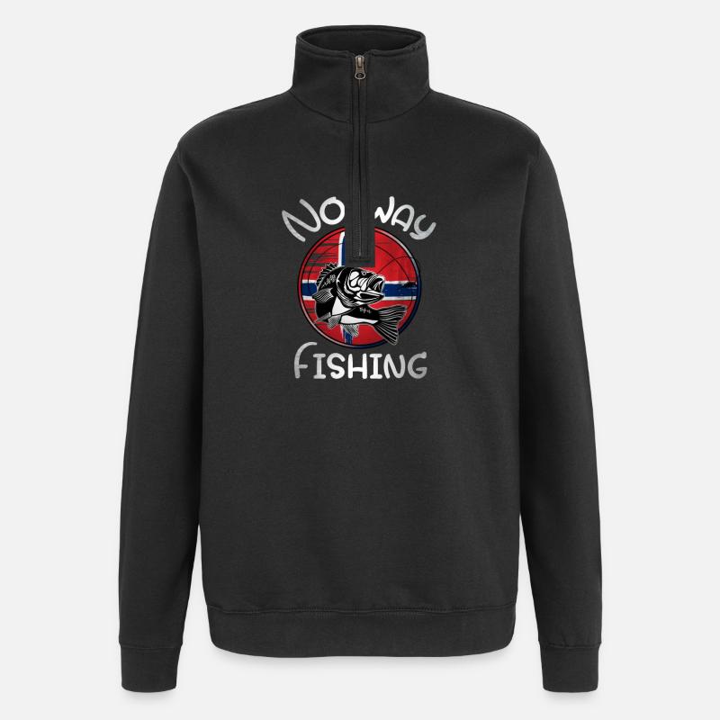 Pêche en Norvège - Sweat à zip 1/4 - noir