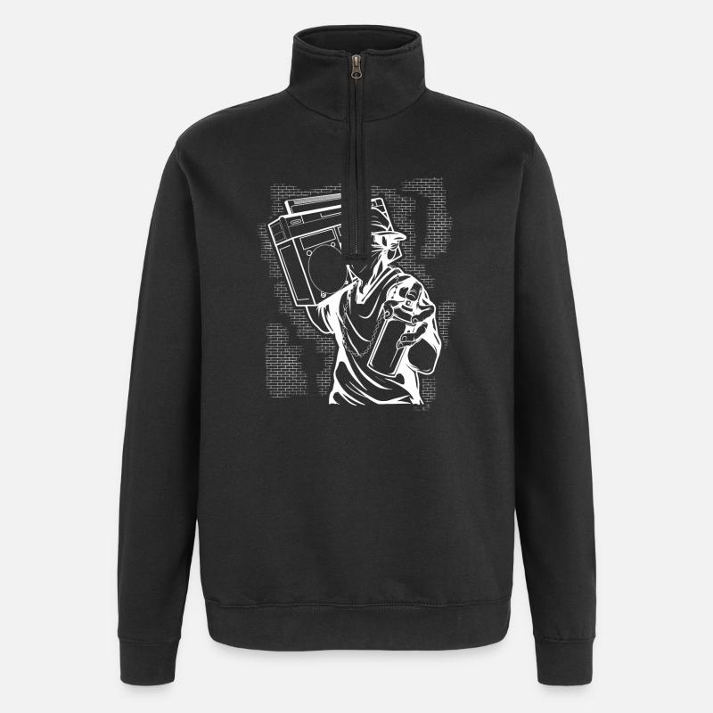 graffiti - Sweat à zip 1/4 - noir