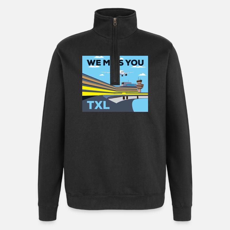 TXL, we miss you, retro - Sweat à zip 1/4 - noir