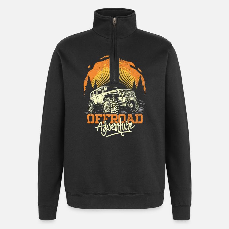 Offroad Adventure Jeep Sunset - Quarter-Zip Sweatshirt - black