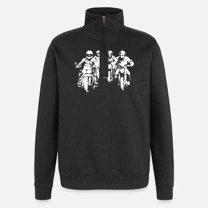 Bikergroup blanc - Sweat à zip 1/4 - noir